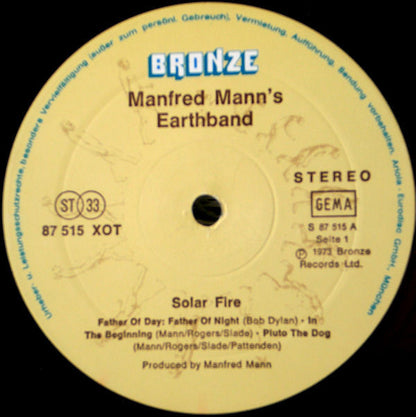 Manfred Mann's Earthband* : Solar Fire (LP, Album, RE, Gat)