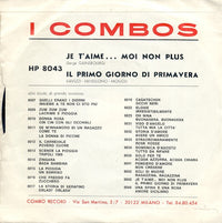 I Combos : Je T'Aime... Moi Non Plus / Il Primo Giorno Di Primavera (7")