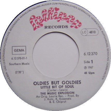 Music Explosion* / The Chiffons : A Little Bit Of Soul / One Fine Day (7", Single)