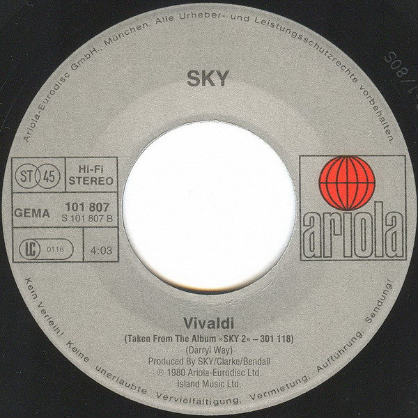 Sky (4) : Toccata (7", Single)