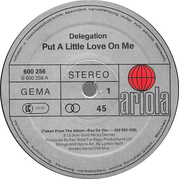 Delegation : Put A Little Love On Me / You And I (12", Single)
