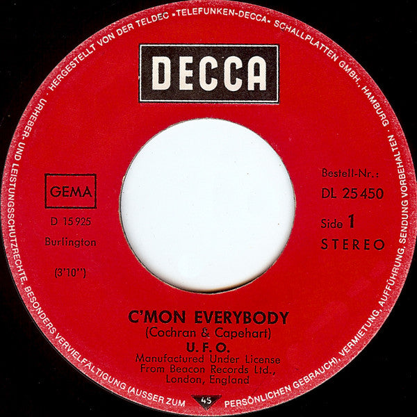 UFO (5) : C'mon Everybody / Timothy (7", Single)