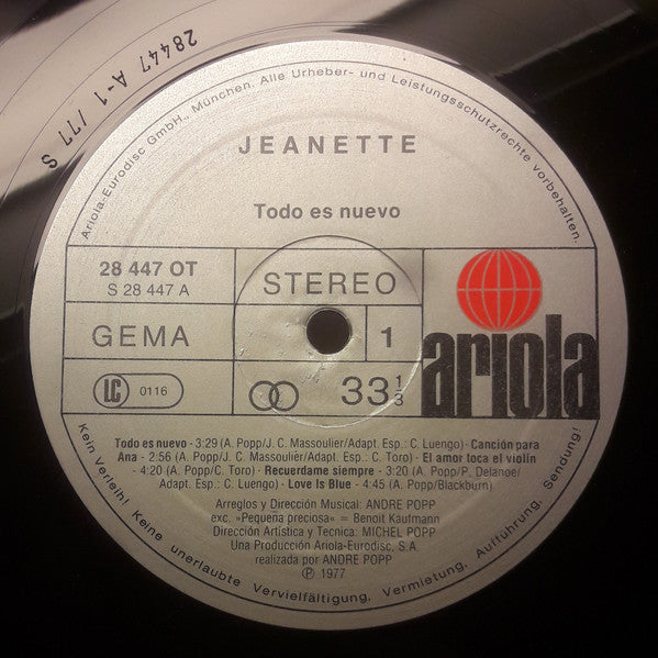 Jeanette (6) : Todo Es Nuevo (LP, Album)