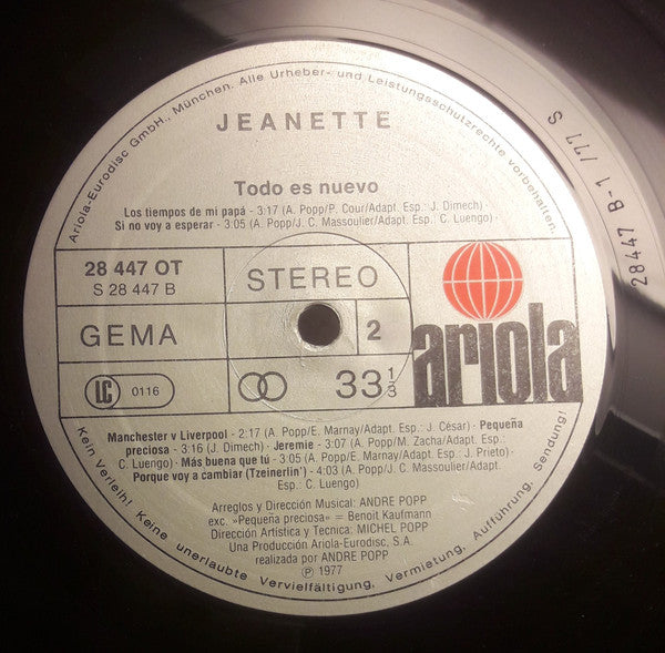 Jeanette (6) : Todo Es Nuevo (LP, Album)