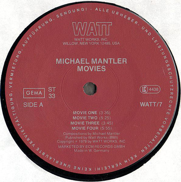 Michael Mantler : Movies (LP, Album)