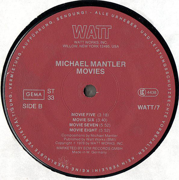 Michael Mantler : Movies (LP, Album)