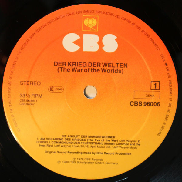 Jeff Wayne : Jeff Wayne's Musik Version Von Der Krieg Der Welten (2xLP, Album)