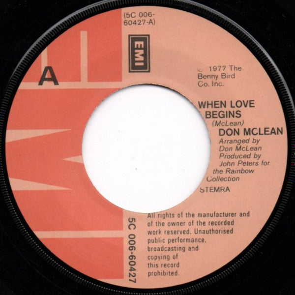 Don McLean : When Love Begins (7", Single)