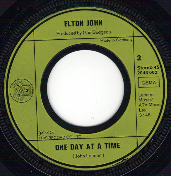 Elton John : Lucy In The Sky With Diamonds / One Day At A Time (7", Single)