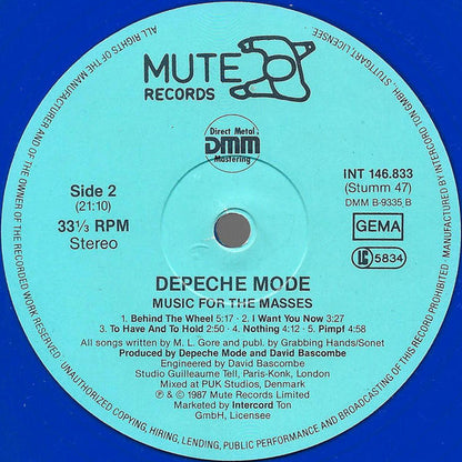 Depeche Mode : Music For The Masses (LP, Album, Blu)