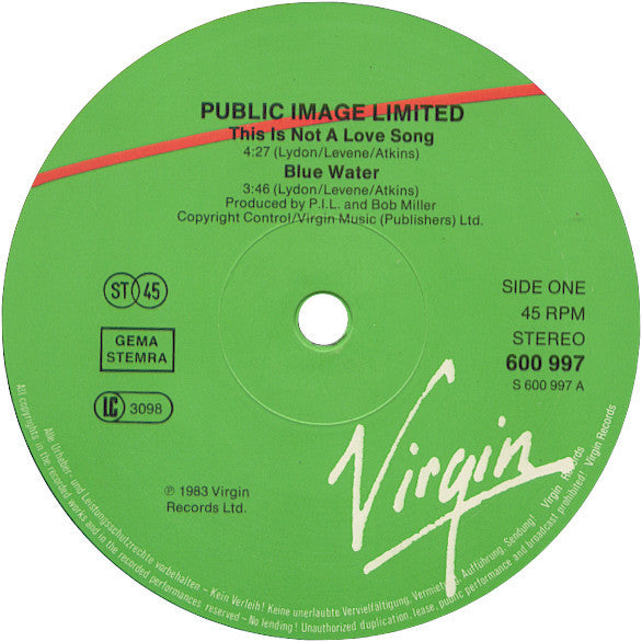 PiL* : This Is Not A Love Song (12", Single, Red)