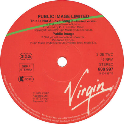 PiL* : This Is Not A Love Song (12", Single, Red)