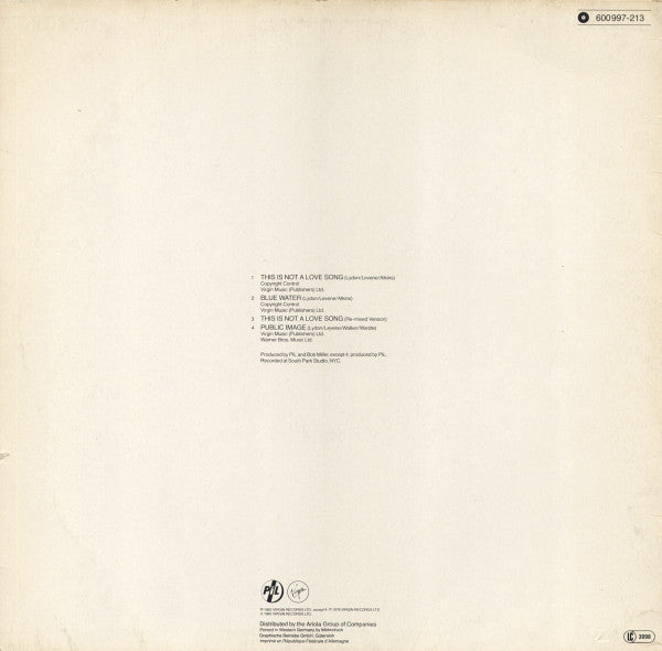 Public Image Limited : This Is Not A Love Song (12", Single)