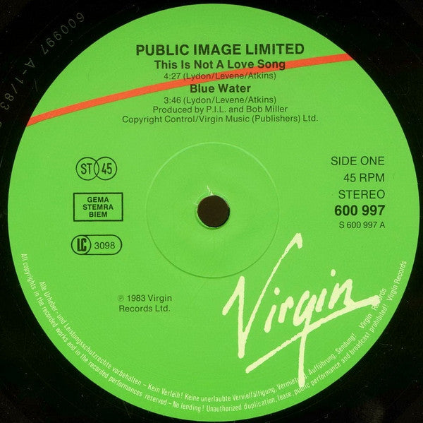 Public Image Limited : This Is Not A Love Song (12", Single)