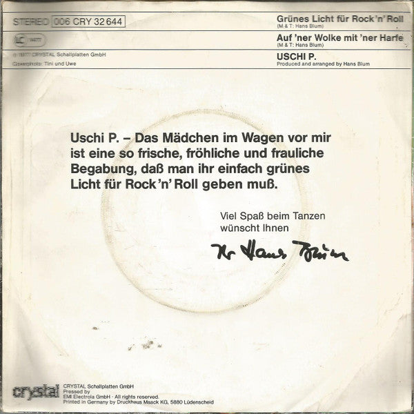 Uschi P.* : Grünes Licht Für Rock 'N' Roll (7", Single)