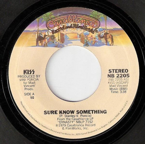 Kiss : Sure Know Something (7", Single, Styrene, 56 )