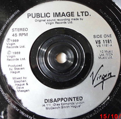 Public Image Ltd* : Disappointed (7", Single, Sil)