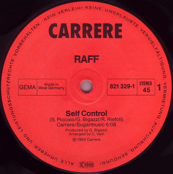 Raff* : Self Control (12", Maxi, Pap)
