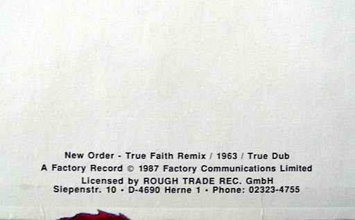 New Order : True Faith (Remix) (12")