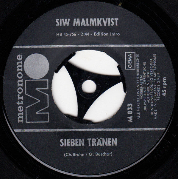 Siw Malmkvist : Sieben Tränen / Columbus Fand Amerika (7", Single)