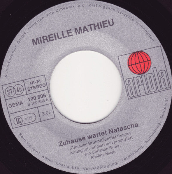 Mireille Mathieu : Zuhause Wartet Natascha (7", Single)