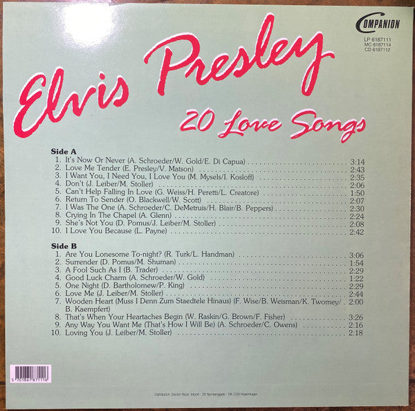 Elvis Presley : 20 Love Songs (LP, Comp)