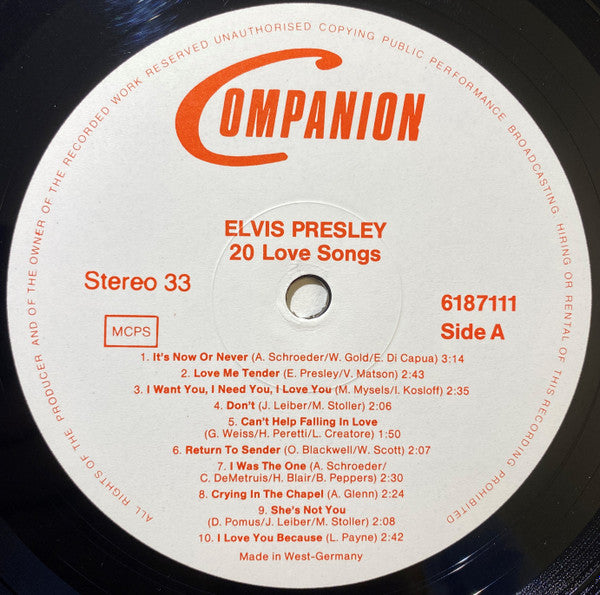 Elvis Presley : 20 Love Songs (LP, Comp)