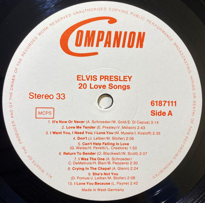 Elvis Presley : 20 Love Songs (LP, Comp)