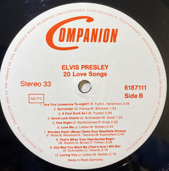 Elvis Presley : 20 Love Songs (LP, Comp)
