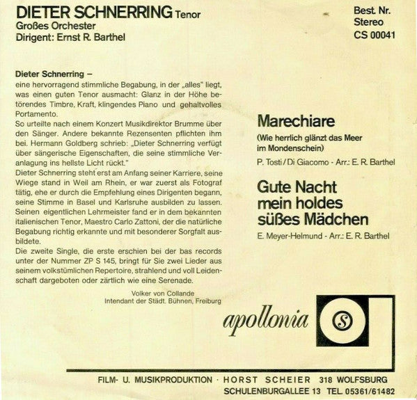 Dieter Schnerring : Marechiare / Gute Nacht Mein Holdes Süßes Mädchen (7", Single)