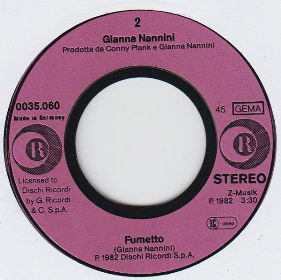Gianna Nannini : Latin Lover / Fumetto (7", Single)