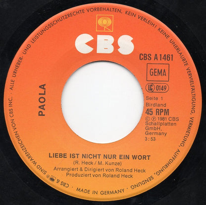 Paola (2) : Liebe Ist Nicht Nur Ein Wort (7", Single)