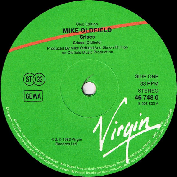 Mike Oldfield : Crises (LP, Album, Clu)