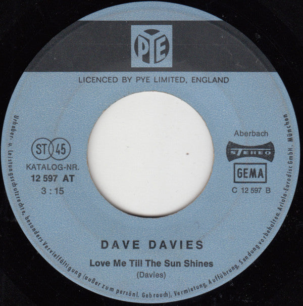 Dave Davies : Death Of A Clown (7", Single, RE)