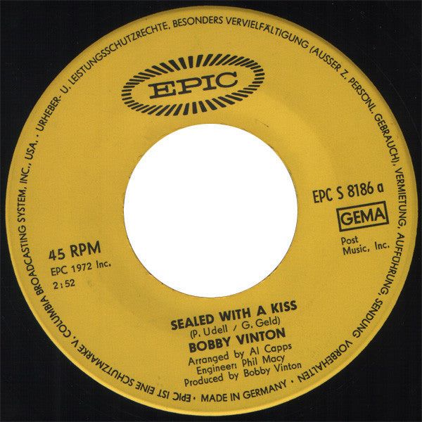 Bobby Vinton : Sealed With A Kiss / All My Life (7", Single)