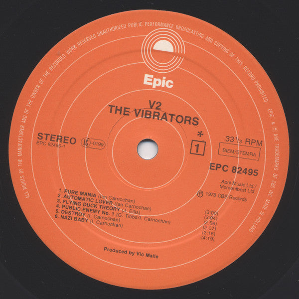 The Vibrators : V2 (LP, Album, Ora)