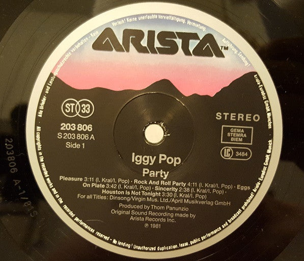 Iggy Pop : Party (LP, Album, RE)