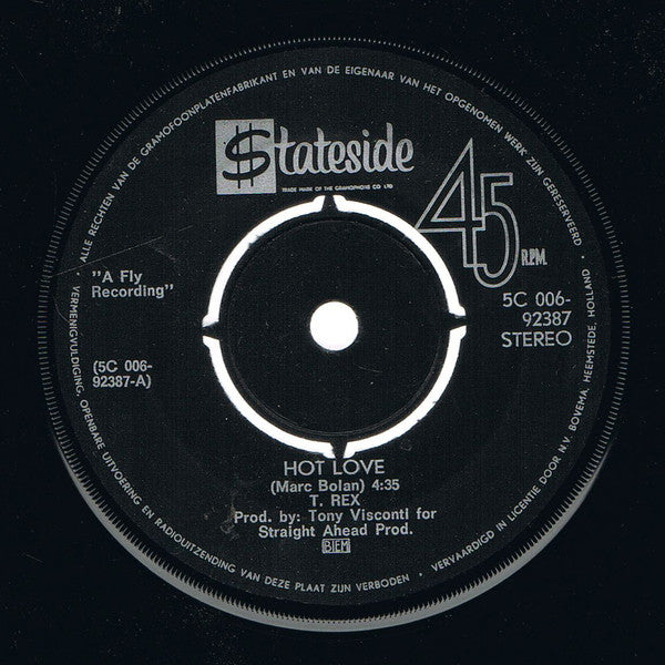 T. Rex : Hot Love (7", Single)