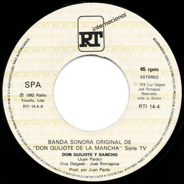 Juan Pardo : Don Quijote Y Sancho - Banda Sonora Original Da Série De TV "Don Quijote De La Mancha" (7", Single)