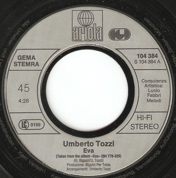 Umberto Tozzi : Eva / Mama (7", Single)