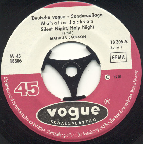 Mahalia Jackson : Silent Night, Holy Night (7", Single, S/Edition)