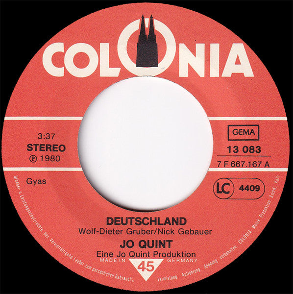 Jo Quint : Deutschland / Mein Zuhaus (7", Single)
