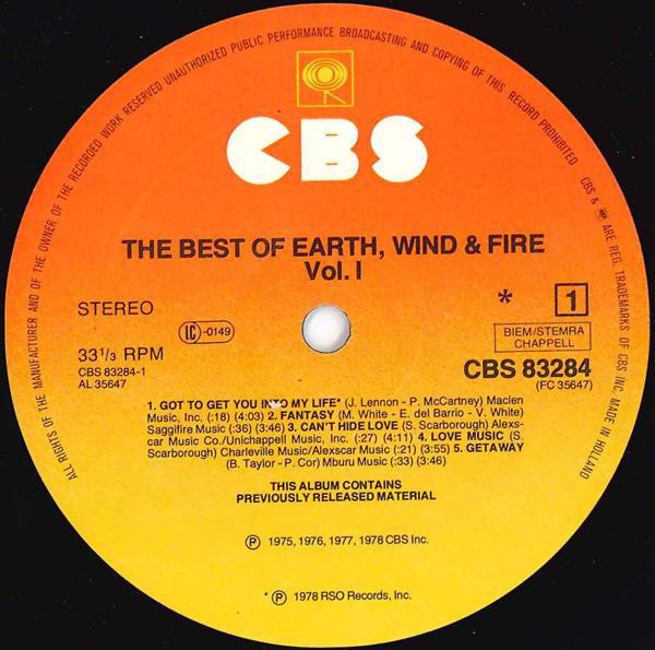 Earth, Wind & Fire : The Best Of Earth Wind & Fire Vol. I (LP, Album, Comp, Gat)