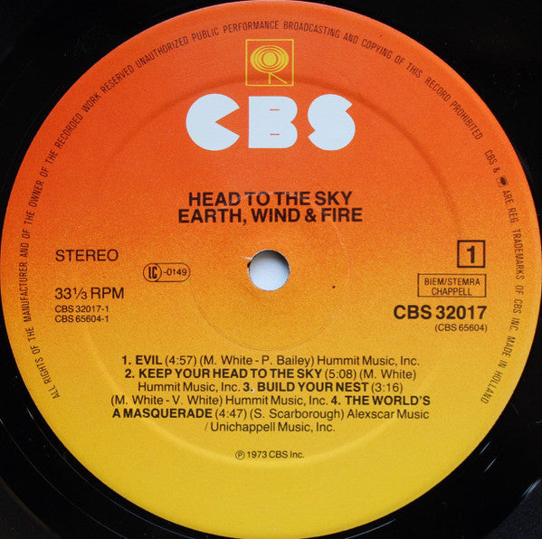 Earth, Wind & Fire : Head To The Sky (LP, Album, RE)