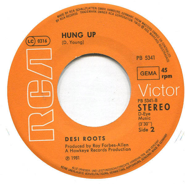 Sugar Minott / Desi Roots : Good Thing Going / Hung Up (7", Single)