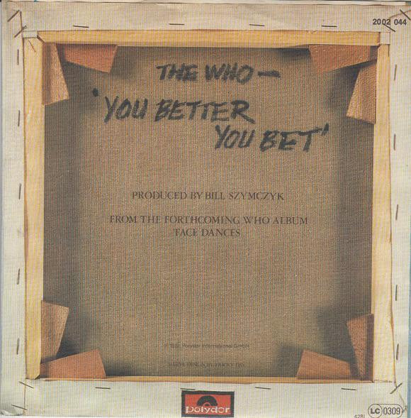The Who : You Better You Bet (7", Single)