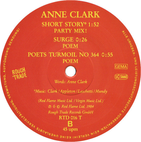 Anne Clark : Sleeper In Metropolis (Extended Remix) (12", Maxi)