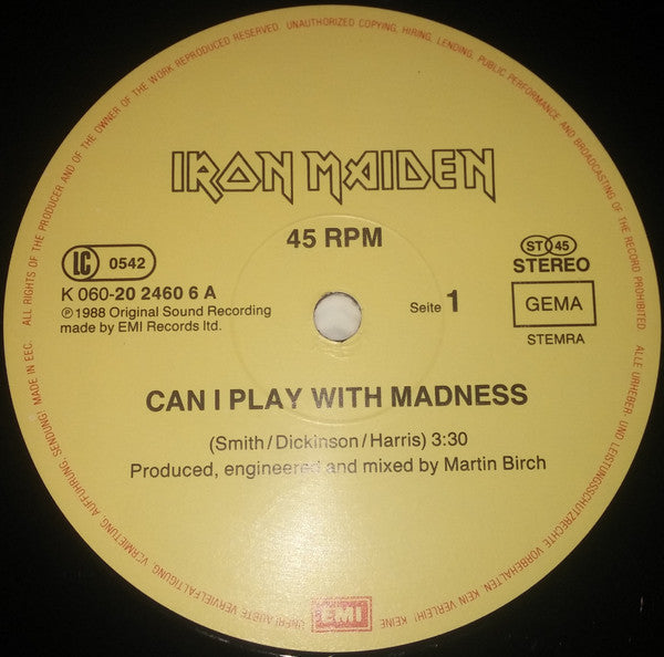 Iron Maiden : Can I Play With Madness (12", Maxi)