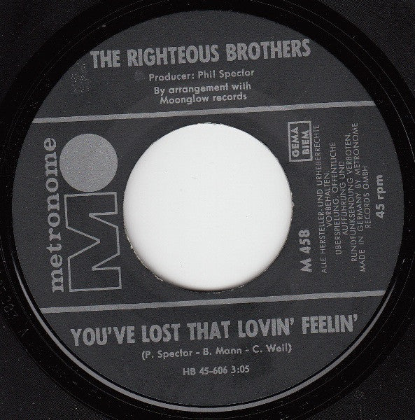 The Righteous Brothers : You've Lost That Lovin' Feelin' (7", Single)