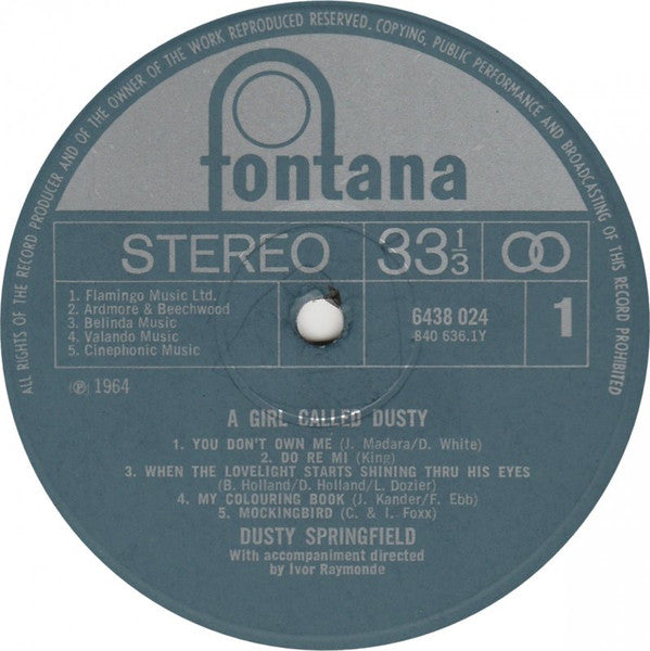 Dusty Springfield : A Girl Called Dusty (LP, Album, RE)